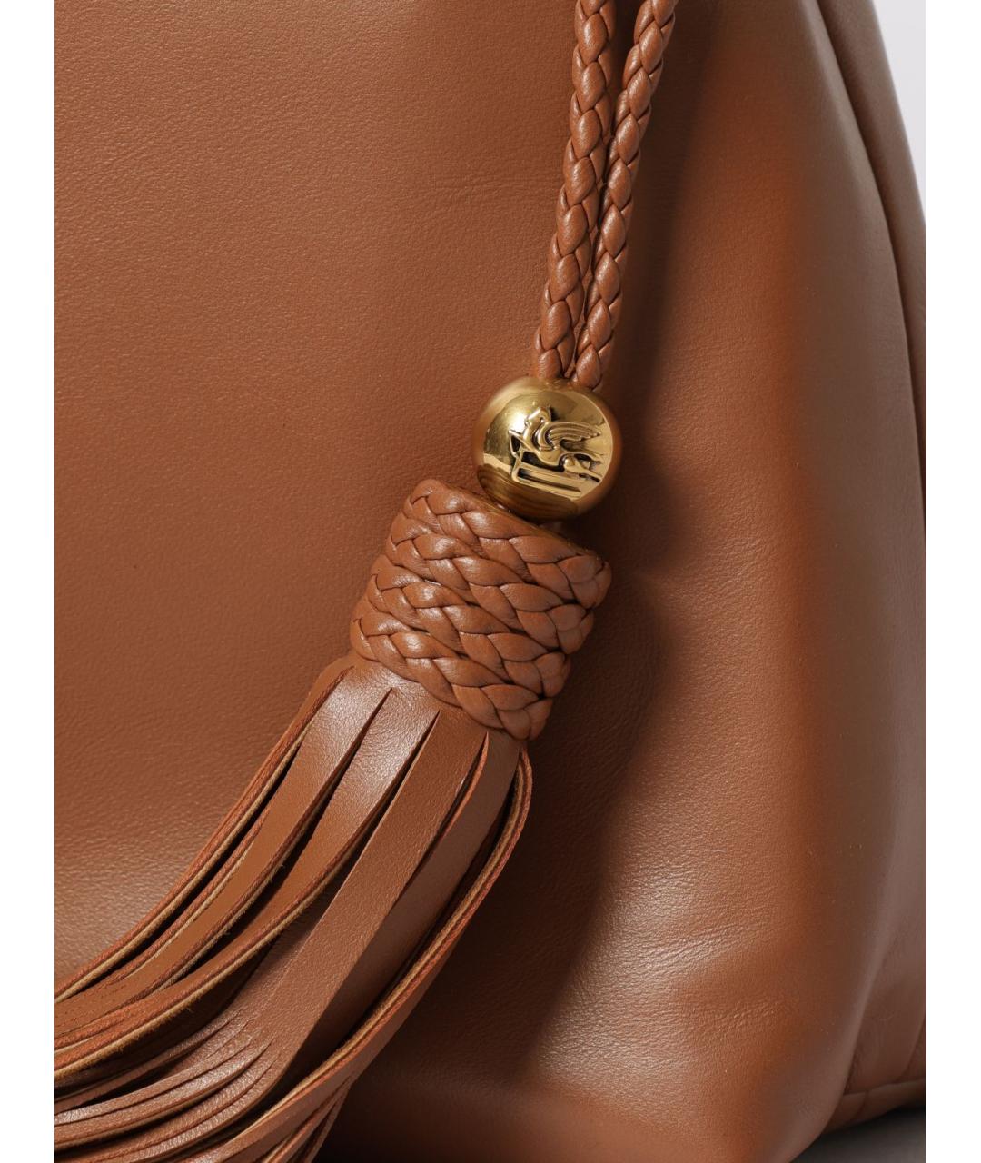 ETRO Коричневая кожаная сумка с короткими ручками, фото 4