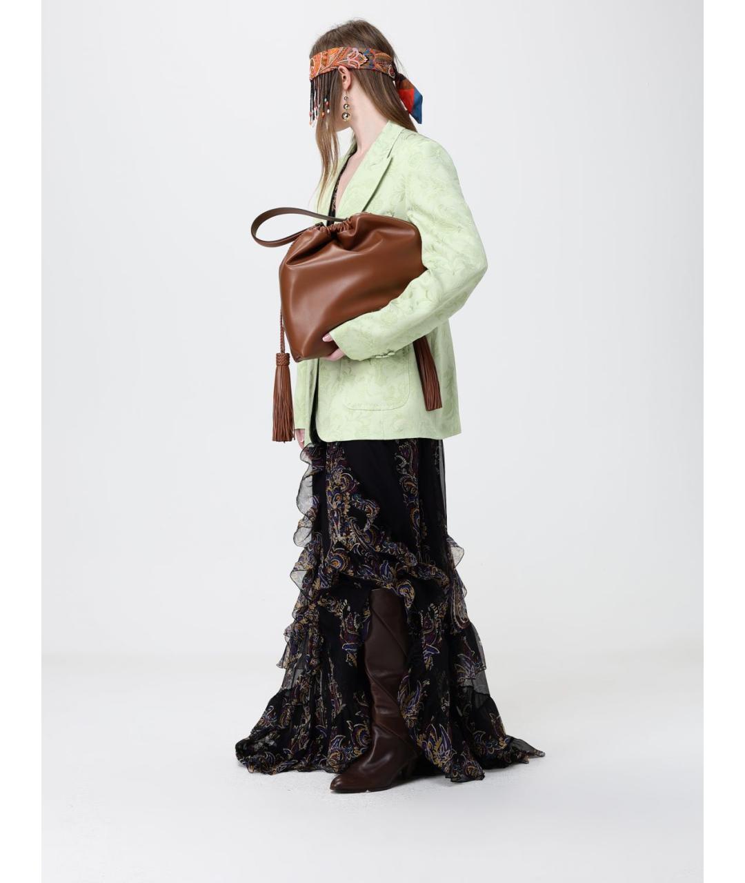 ETRO Коричневая кожаная сумка с короткими ручками, фото 2