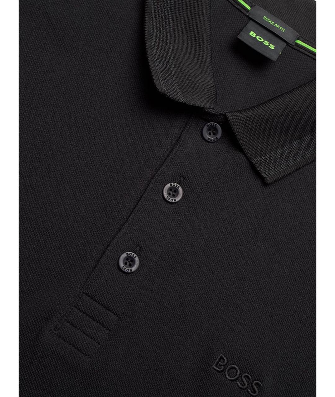 HUGO BOSS Черное хлопковое поло с коротким рукавом, фото 4