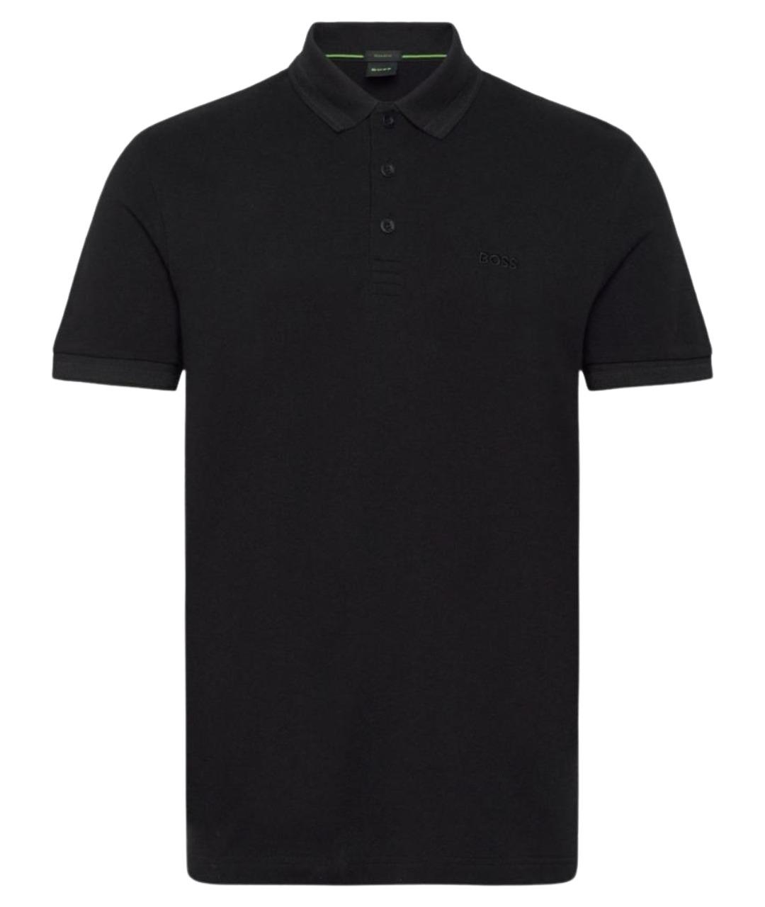 HUGO BOSS Черное хлопковое поло с коротким рукавом, фото 1