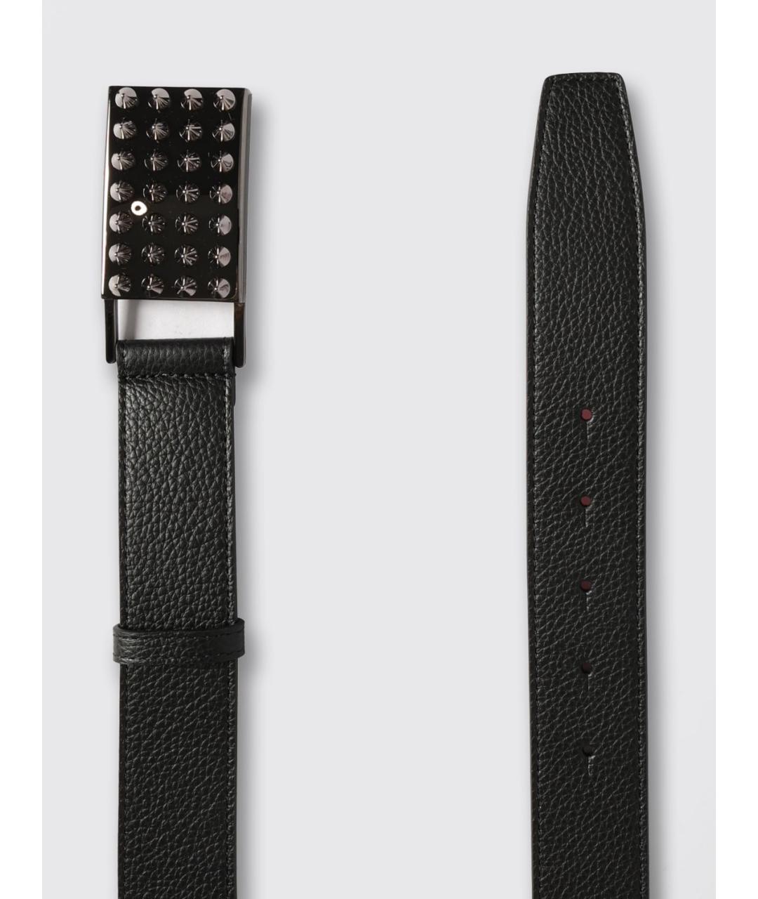 CHRISTIAN LOUBOUTIN Черный кожаный ремень, фото 2