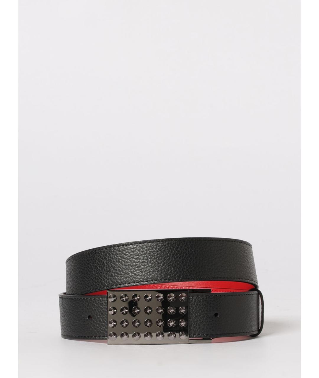 CHRISTIAN LOUBOUTIN Черный кожаный ремень, фото 3
