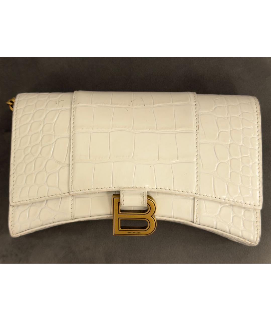 BALENCIAGA Белая кожаная сумка через плечо, фото 6