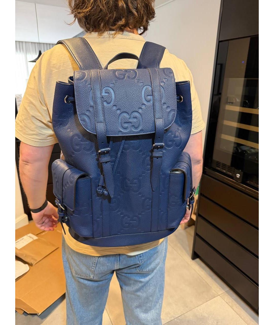 GUCCI Темно-синий кожаный рюкзак, фото 5