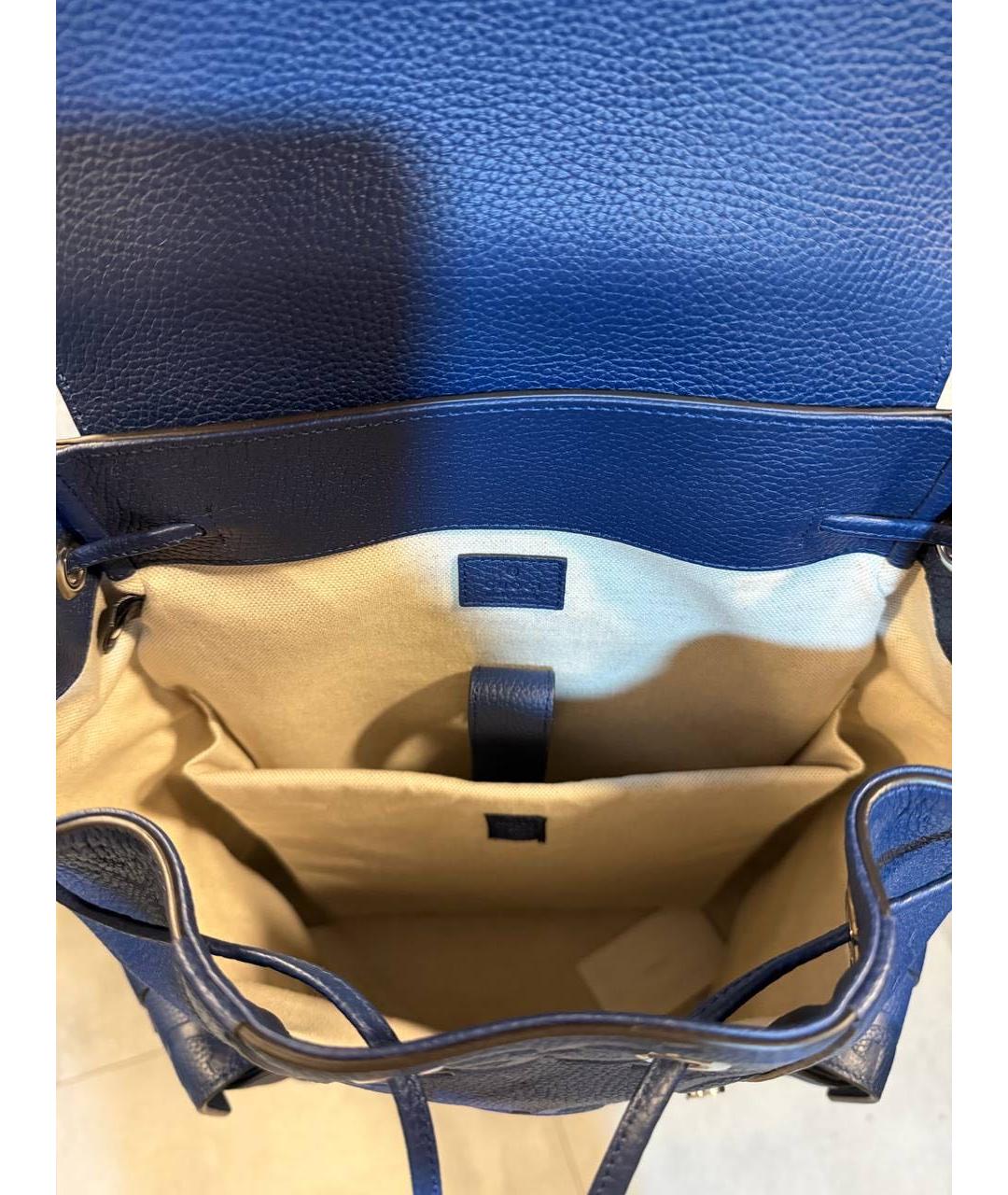 GUCCI Темно-синий кожаный рюкзак, фото 6