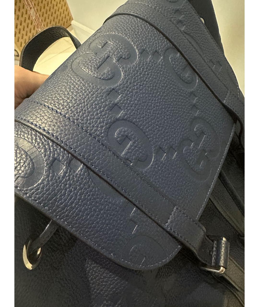 GUCCI Темно-синий кожаный рюкзак, фото 7