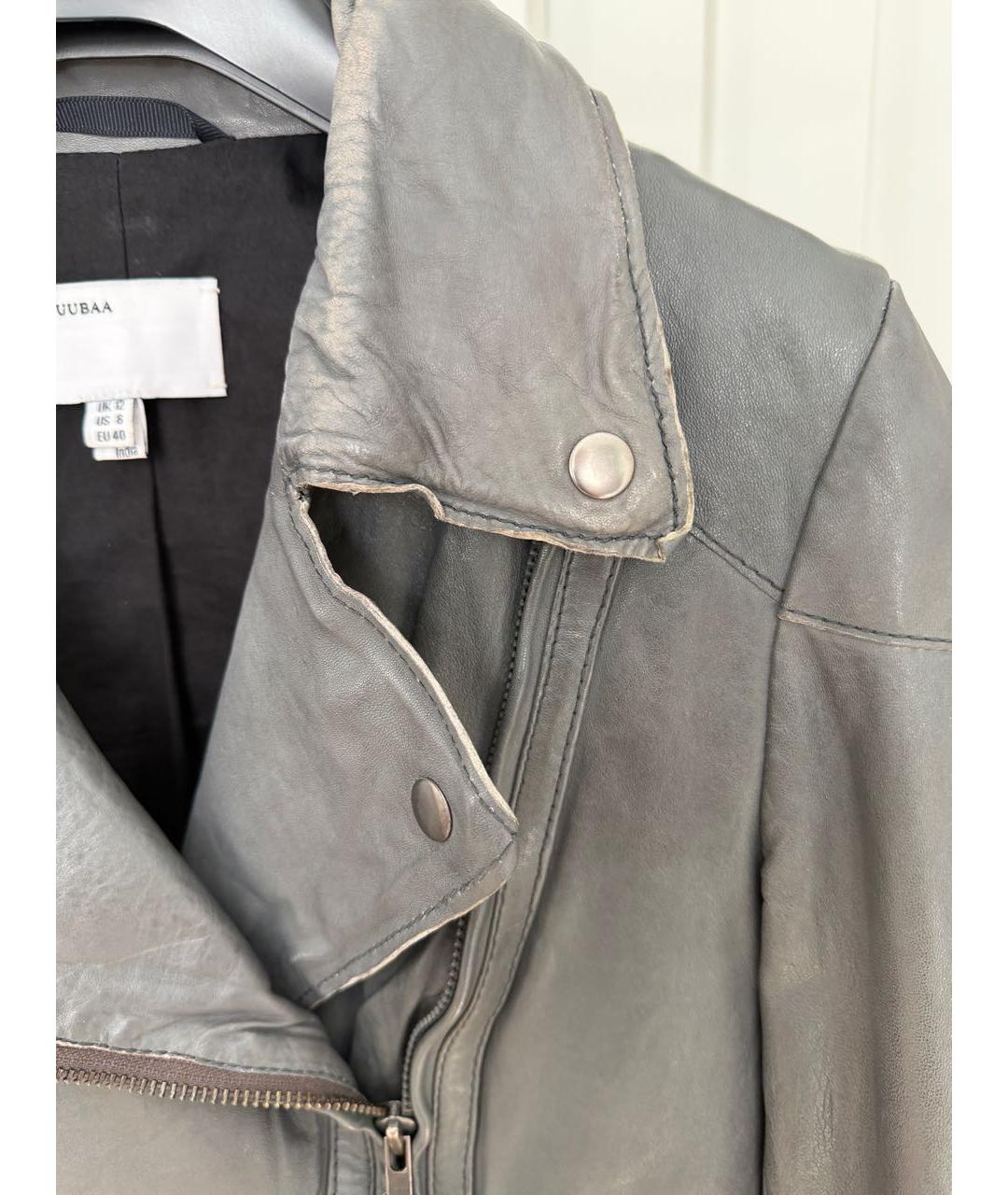 MUUBAA Серая кожаная куртка, фото 5