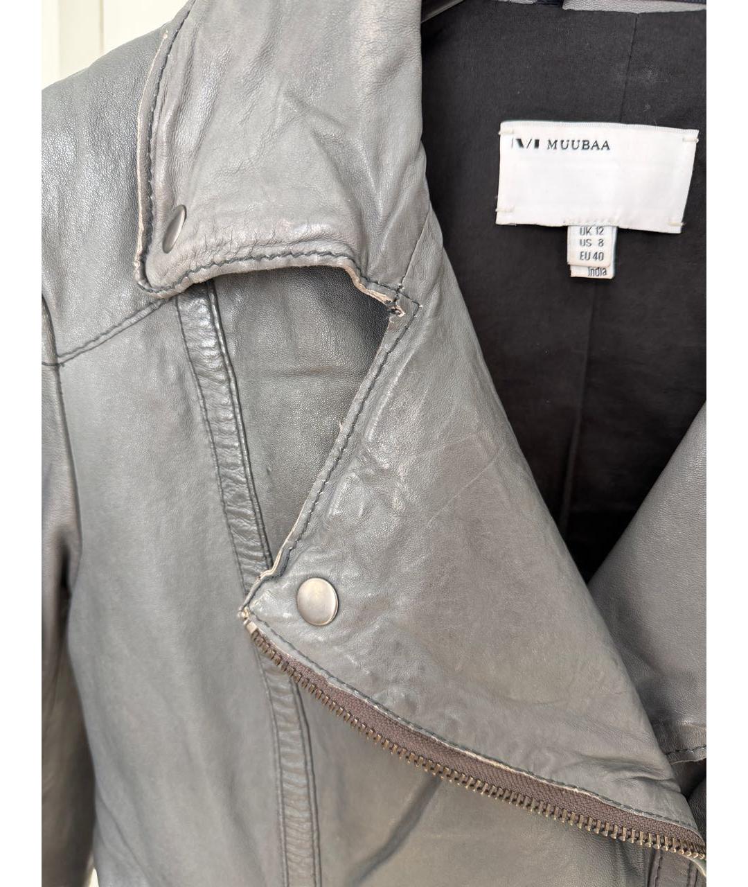 MUUBAA Серая кожаная куртка, фото 6