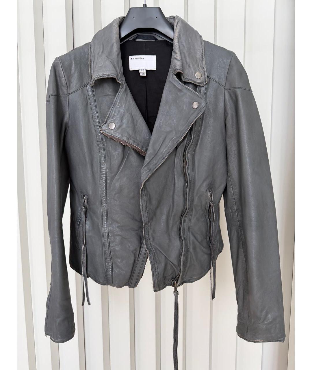 MUUBAA Серая кожаная куртка, фото 3