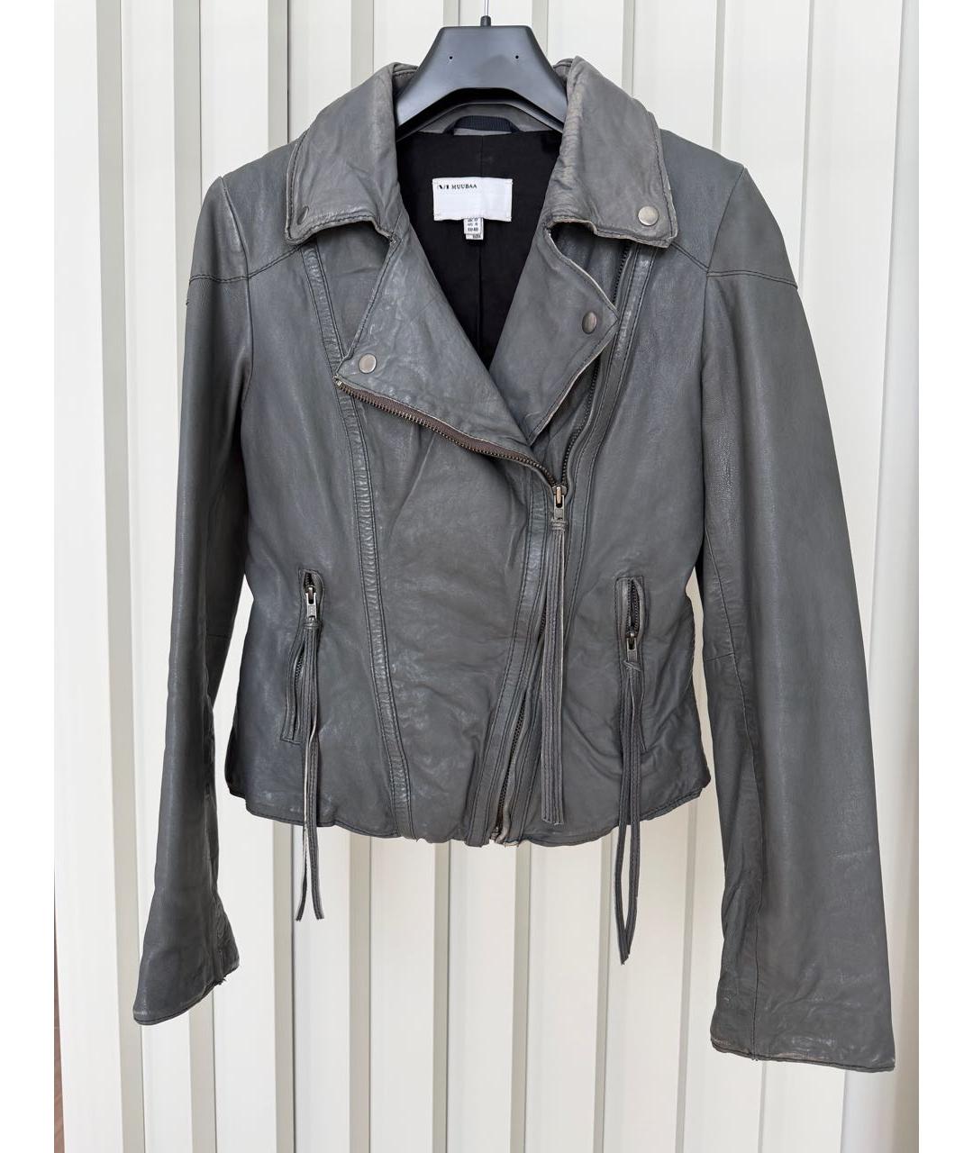 MUUBAA Серая кожаная куртка, фото 9