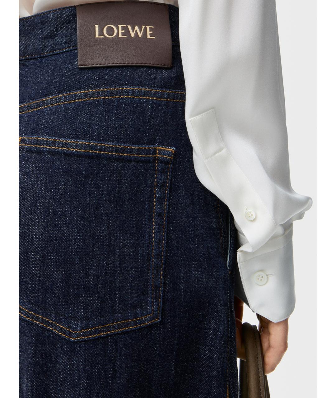 LOEWE Темно-синие хлопковые прямые джинсы, фото 4