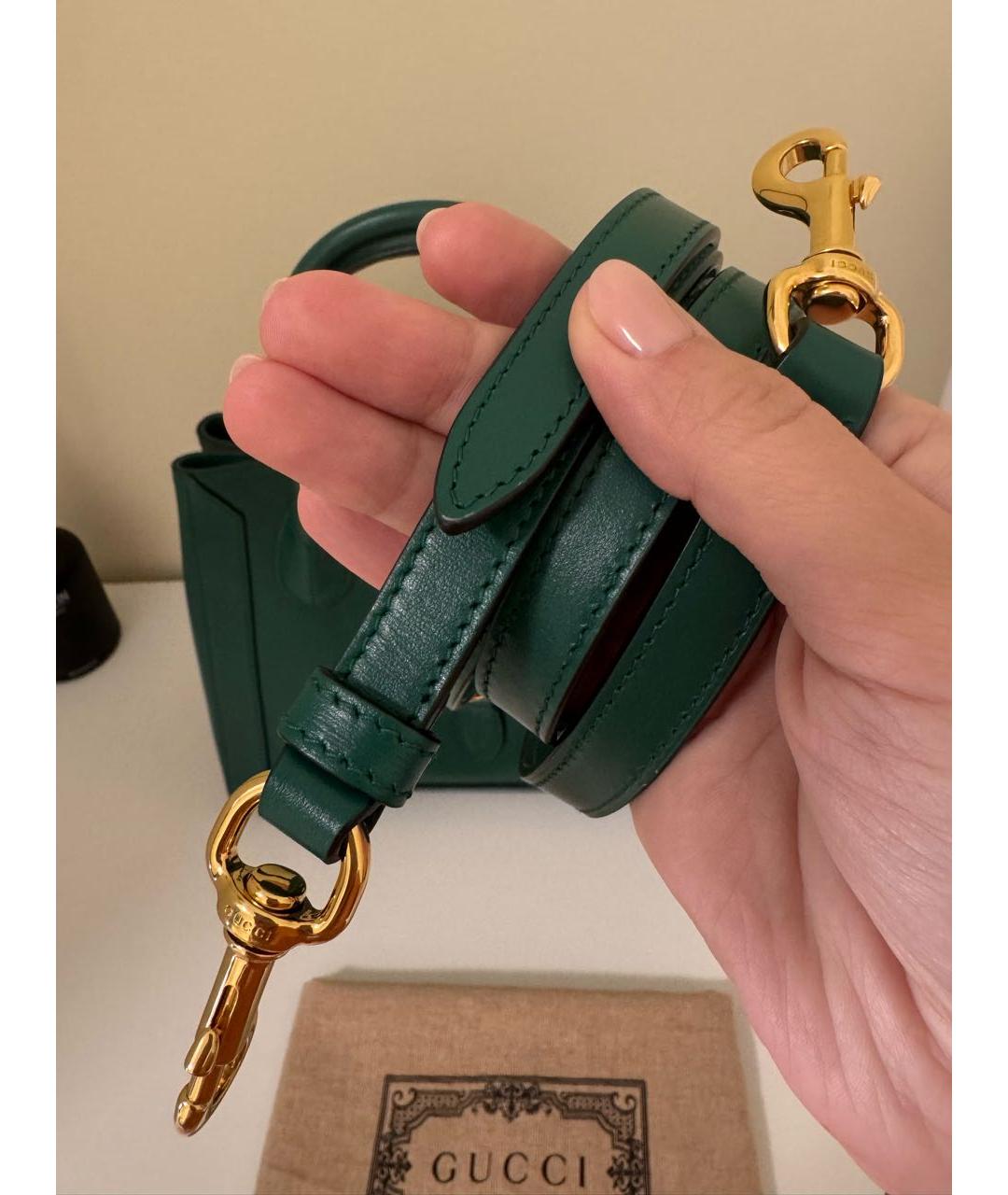 GUCCI Зеленая кожаная сумка тоут, фото 6