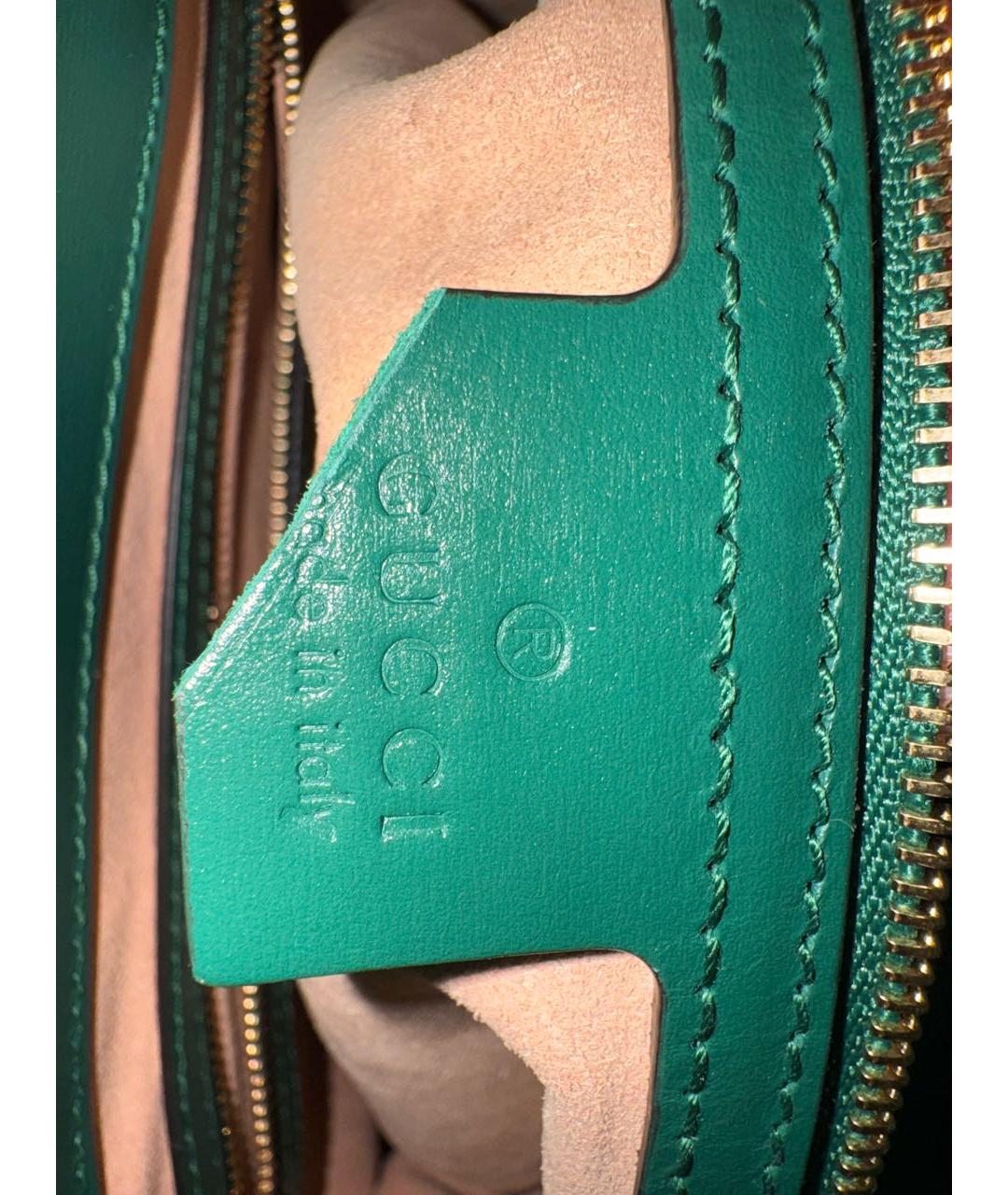GUCCI Зеленая кожаная сумка тоут, фото 8