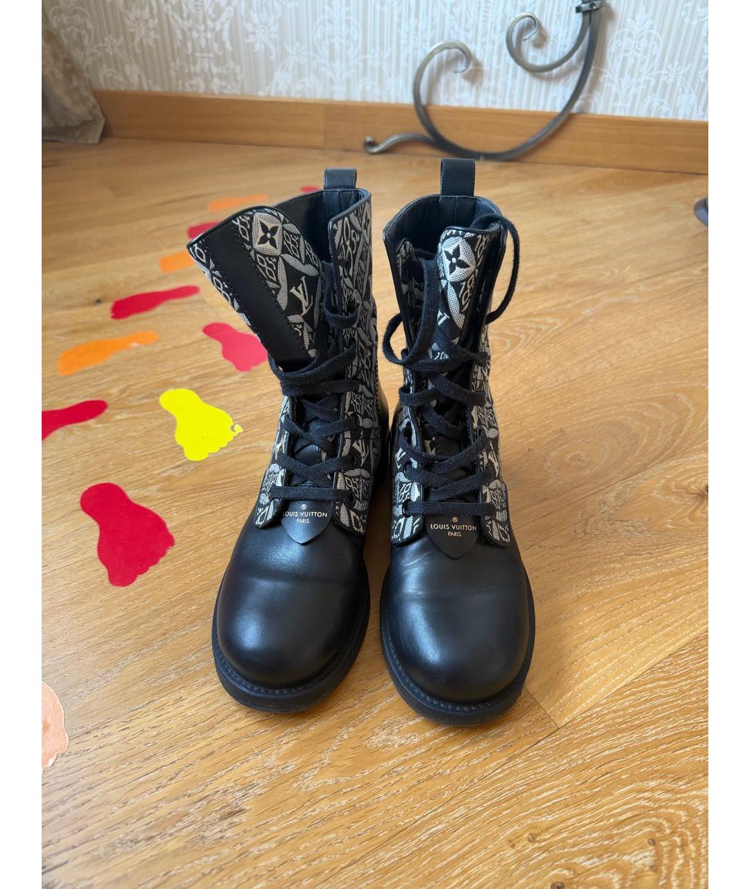 LOUIS VUITTON Черные кожаные ботинки, фото 2