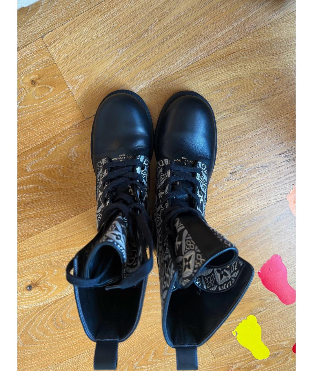 LOUIS VUITTON Черные кожаные ботинки, фото 3