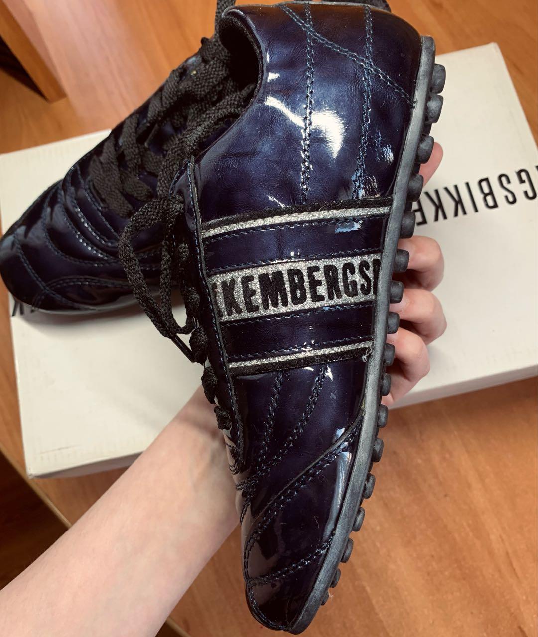 BIKKEMBERGS Темно-синие кеды из лакированной кожи, фото 5