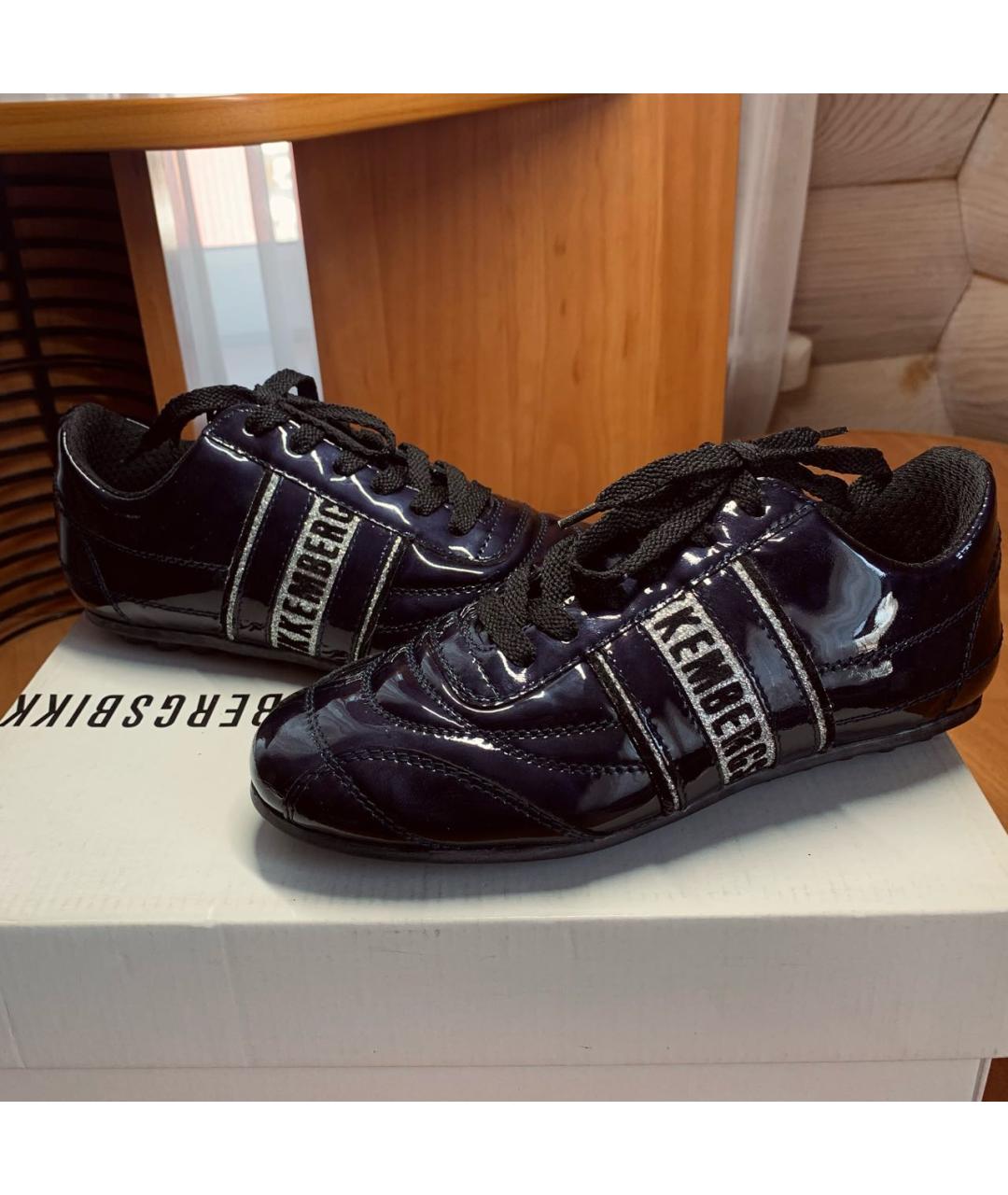 BIKKEMBERGS Темно-синие кеды из лакированной кожи, фото 4