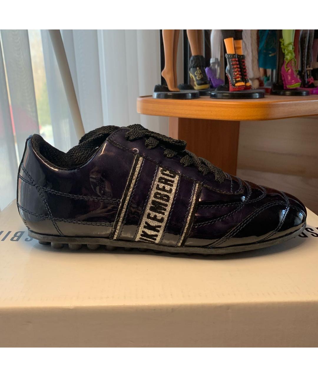 BIKKEMBERGS Темно-синие кеды из лакированной кожи, фото 8