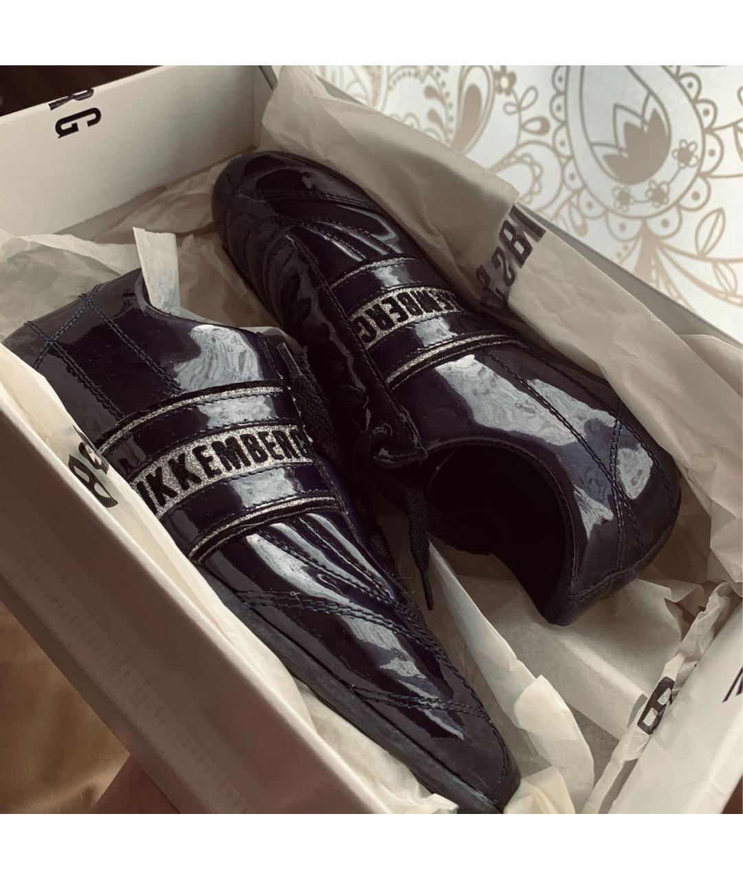 BIKKEMBERGS Темно-синие кеды из лакированной кожи, фото 3