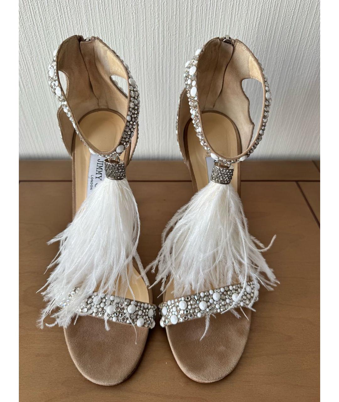 JIMMY CHOO Серебряные замшевые босоножки, фото 2