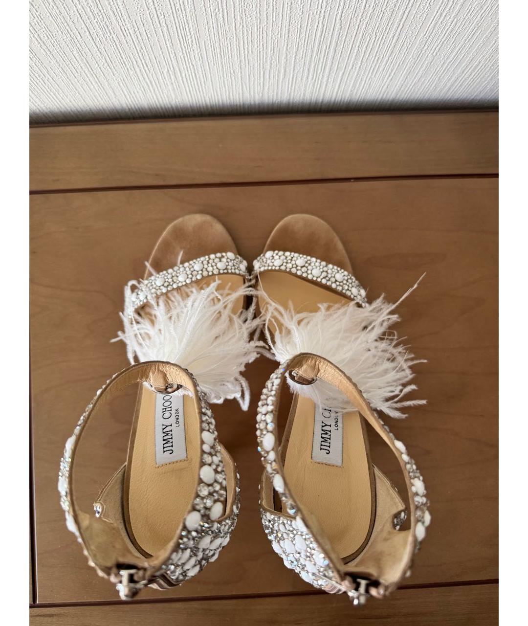 JIMMY CHOO Серебряные замшевые босоножки, фото 3