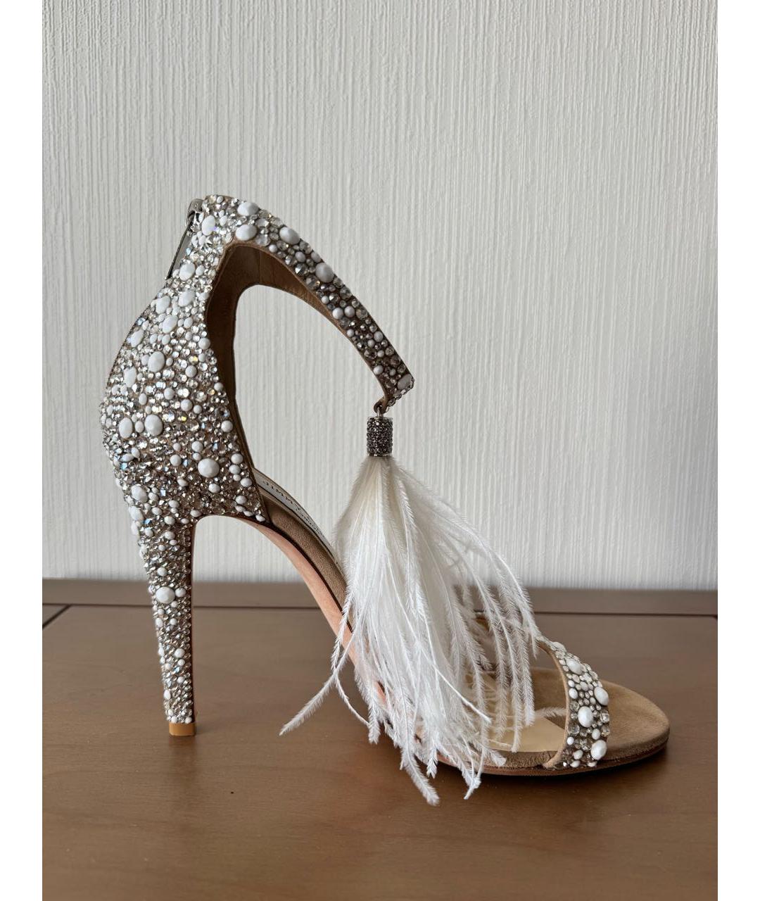 JIMMY CHOO Серебряные замшевые босоножки, фото 8