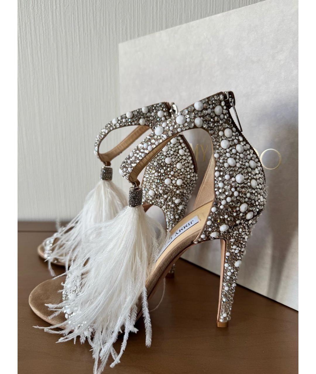 JIMMY CHOO Серебряные замшевые босоножки, фото 6