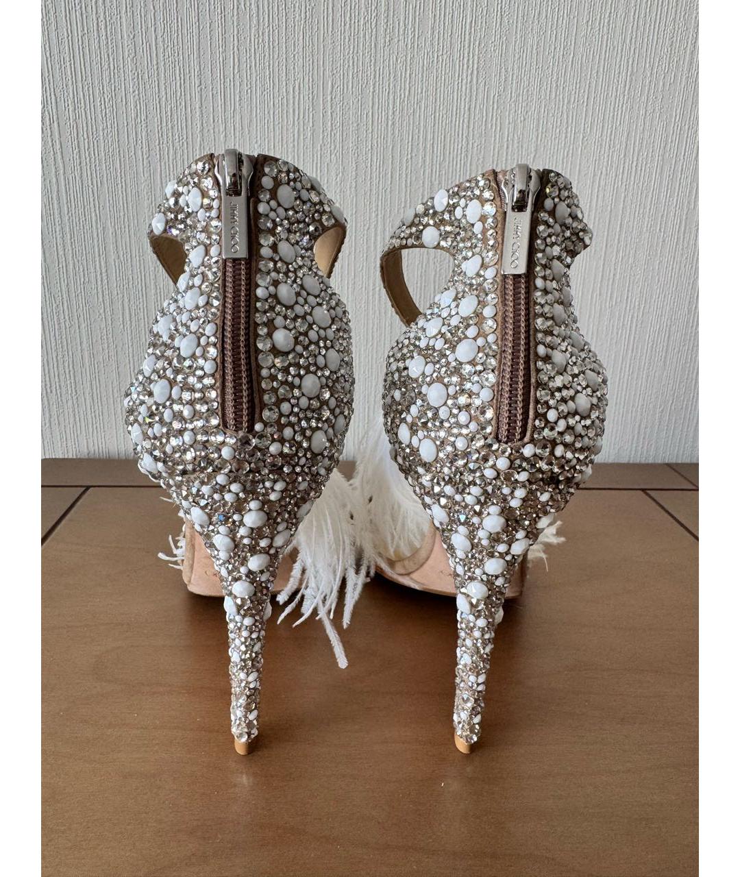 JIMMY CHOO Серебряные замшевые босоножки, фото 4