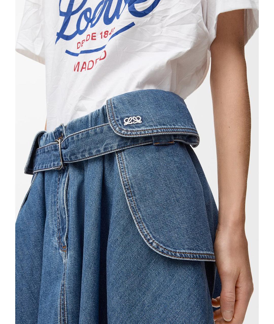 LOEWE Синяя хлопковая юбка мини, фото 3