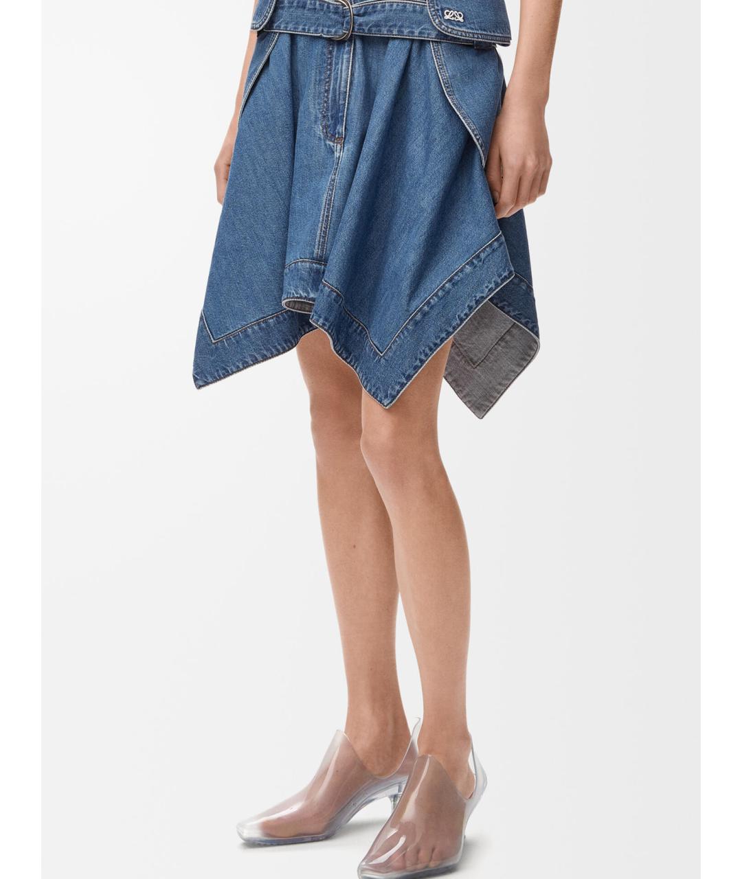 LOEWE Синяя хлопковая юбка мини, фото 4