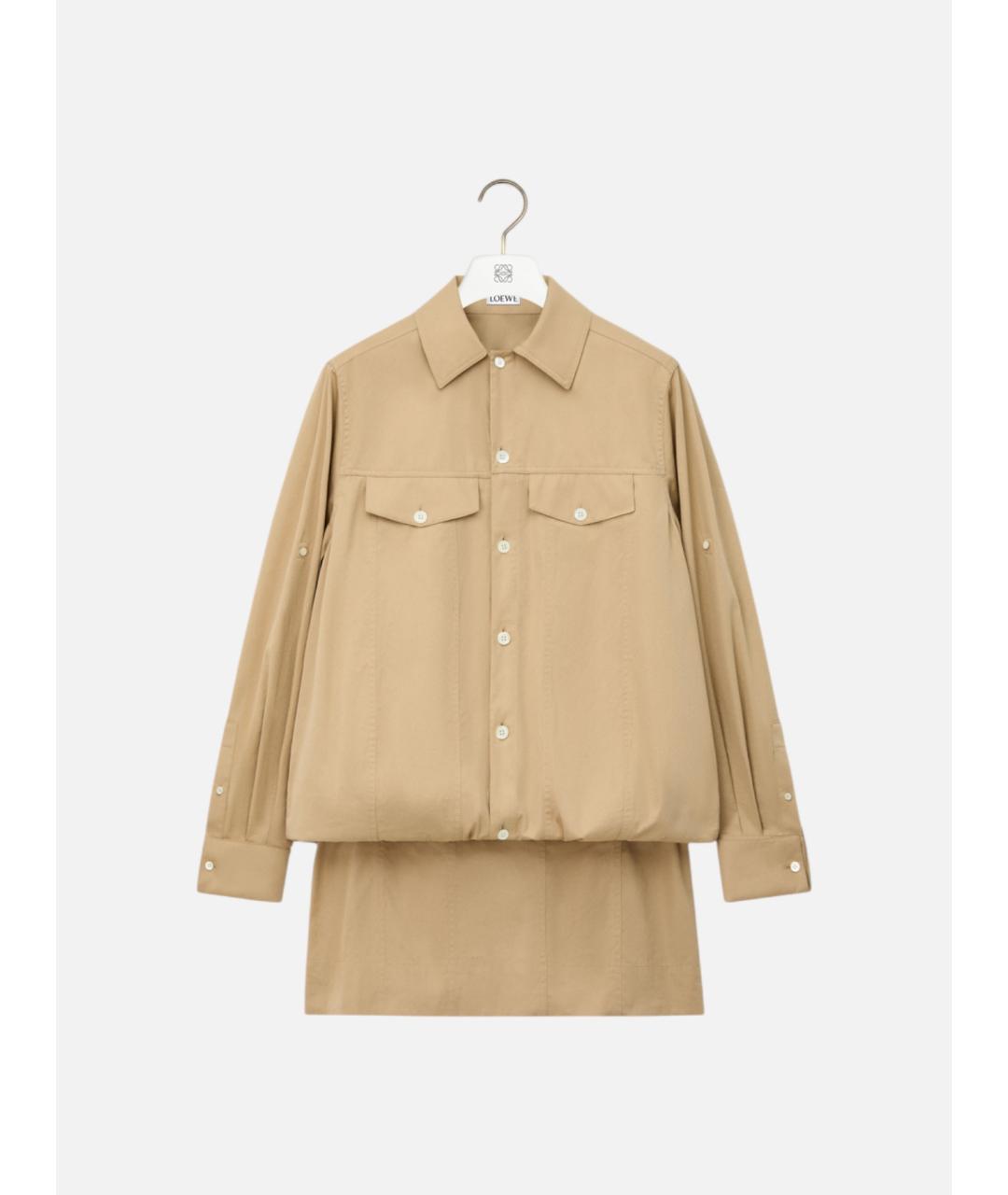 LOEWE Бежевое хлопковое повседневное платье, фото 5
