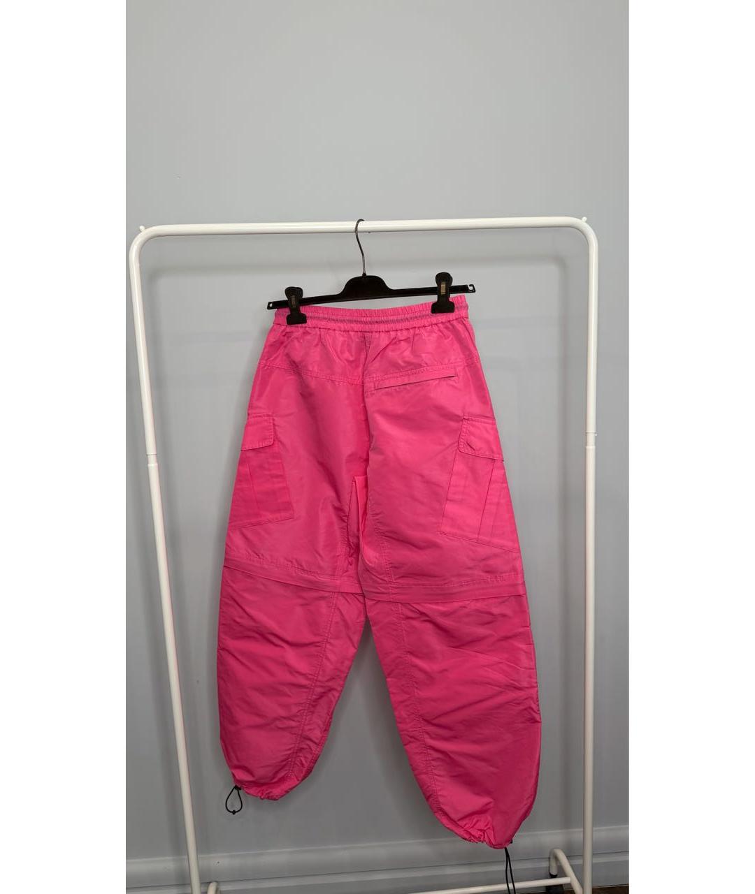 MSGM Розовые полиэстеровые брюки широкие, фото 2