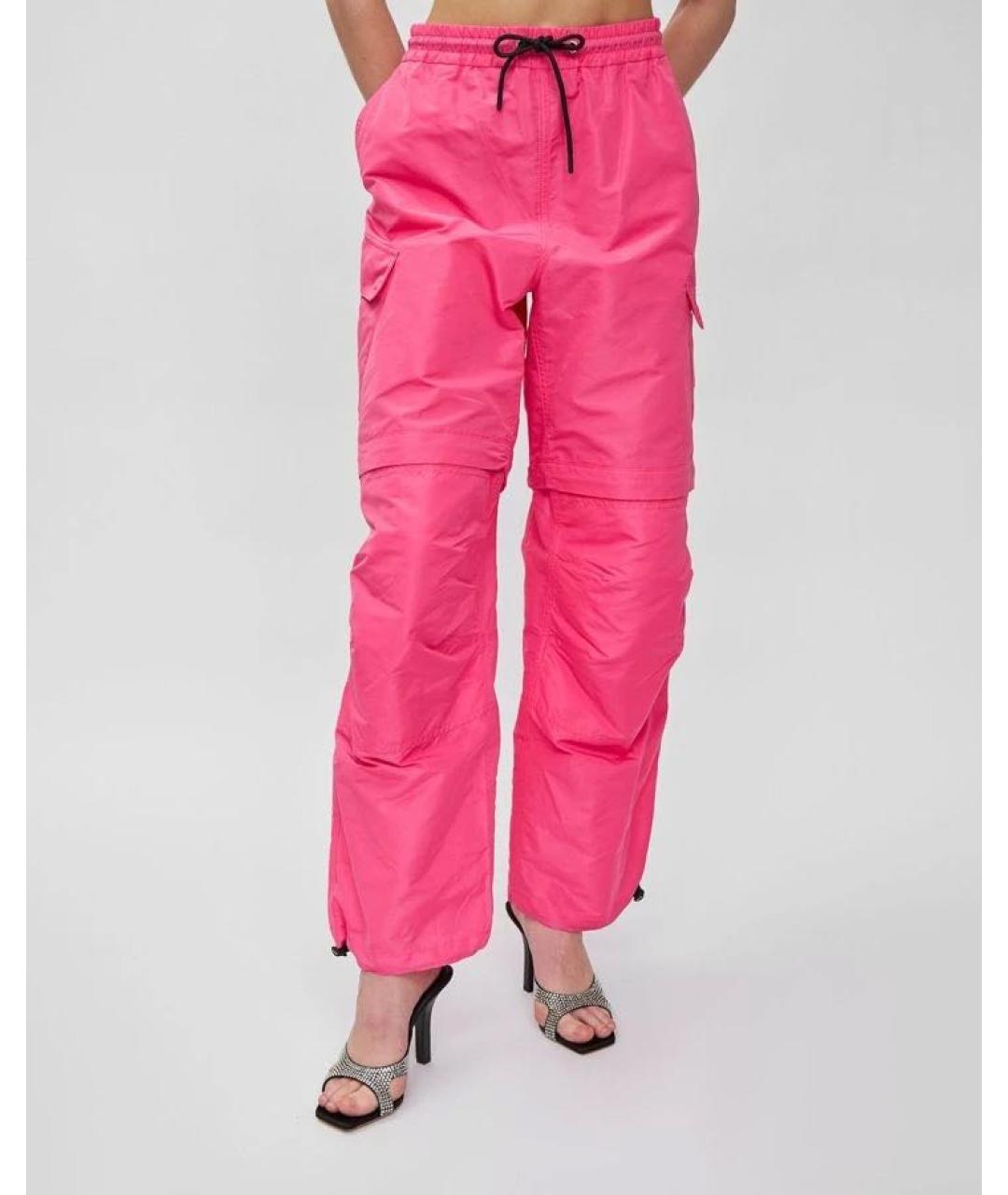 MSGM Розовые полиэстеровые брюки широкие, фото 5
