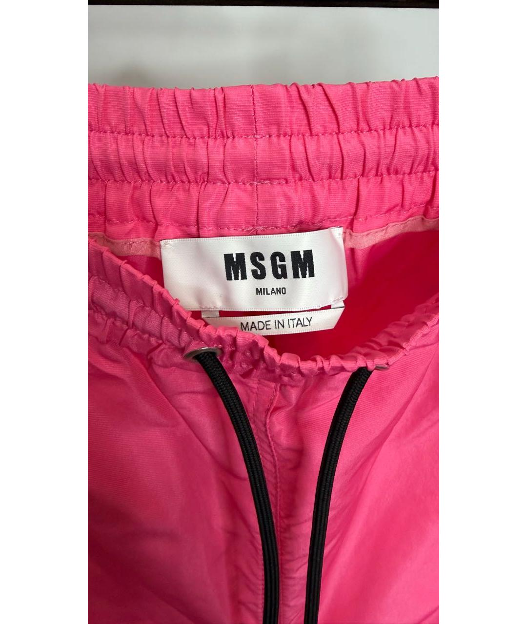 MSGM Розовые полиэстеровые брюки широкие, фото 3