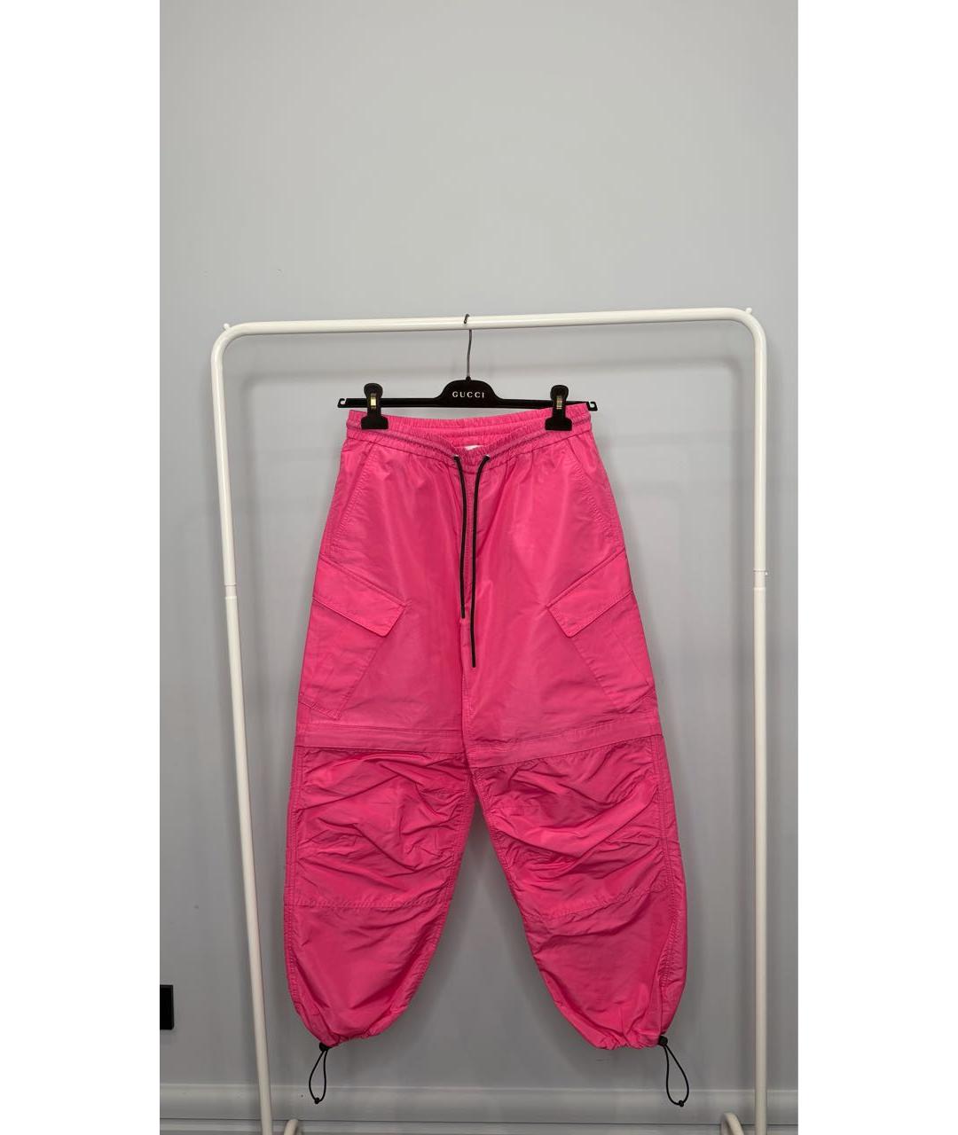 MSGM Розовые полиэстеровые брюки широкие, фото 8