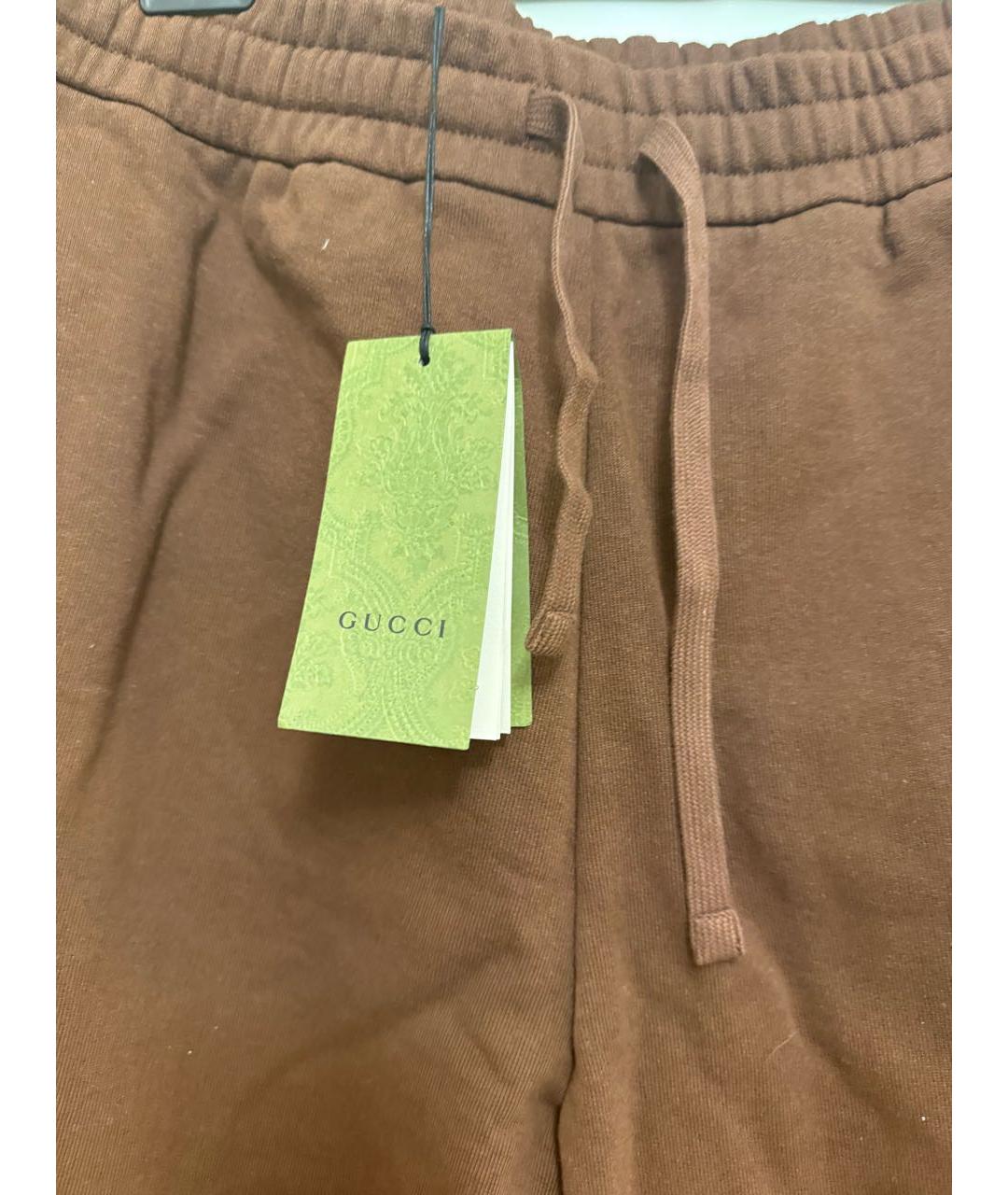 GUCCI Коричневые хлопковые повседневные брюки, фото 4