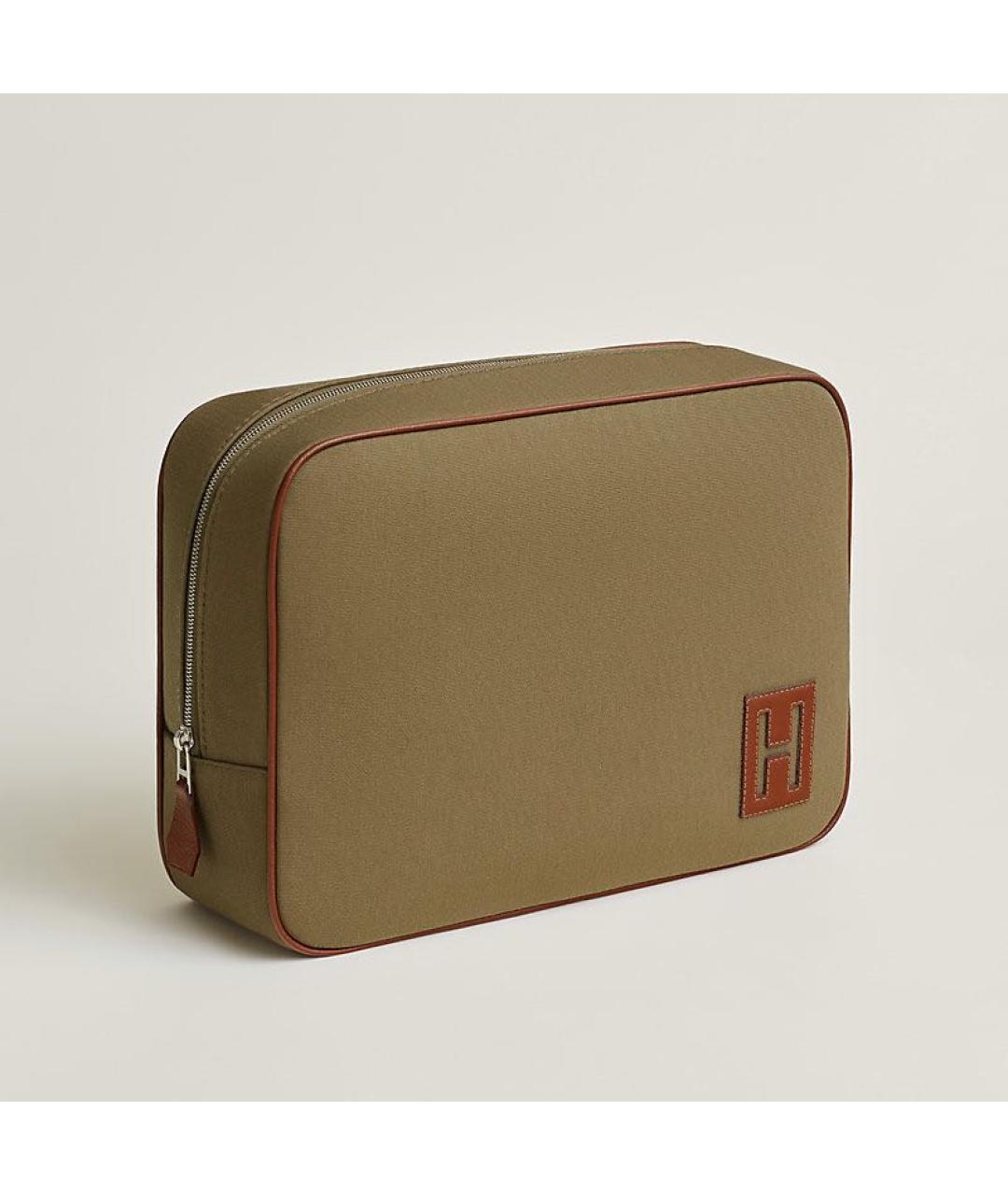 HERMES Хаки косметичка, фото 7