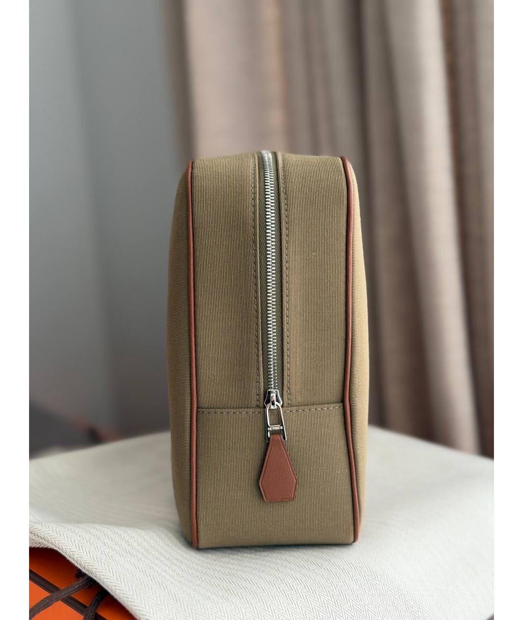 HERMES Хаки косметичка, фото 3