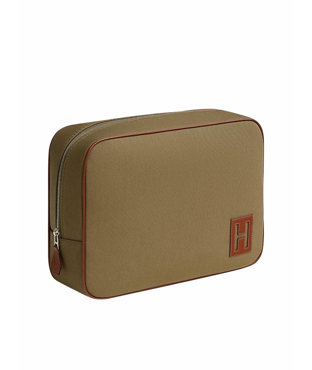 HERMES Хаки косметичка, фото 1