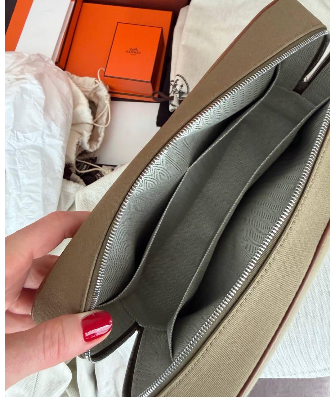 HERMES Хаки косметичка, фото 4