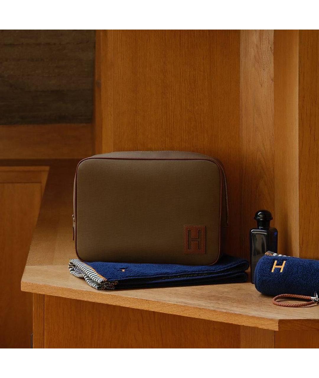 HERMES Хаки косметичка, фото 5