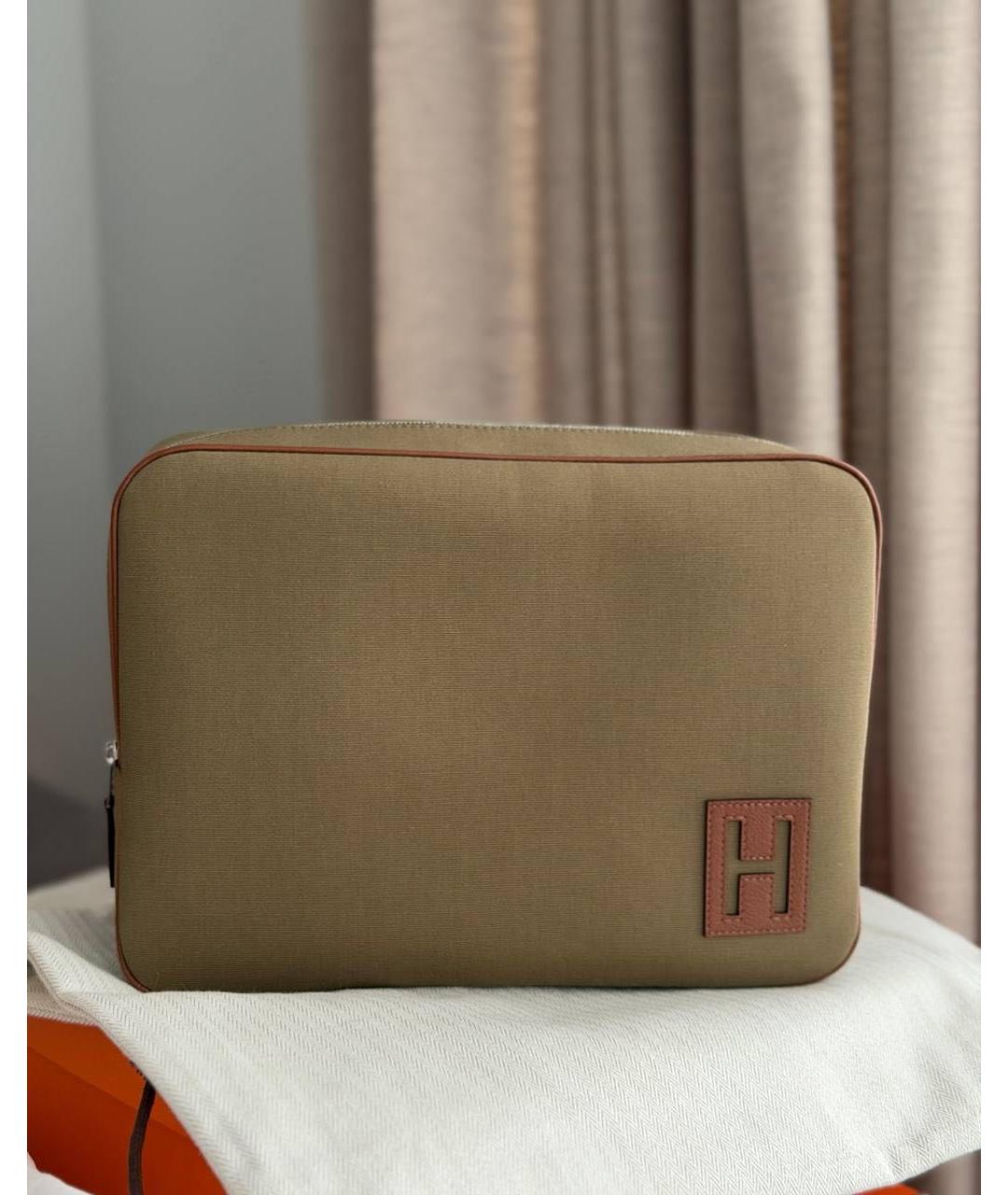 HERMES Хаки косметичка, фото 2