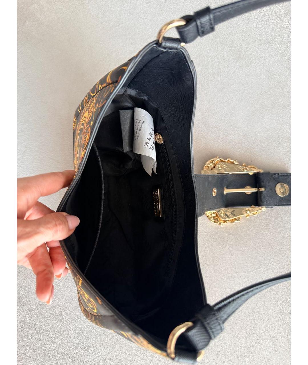 VERSACE JEANS COUTURE Черная сумка с короткими ручками из искусственной кожи, фото 7