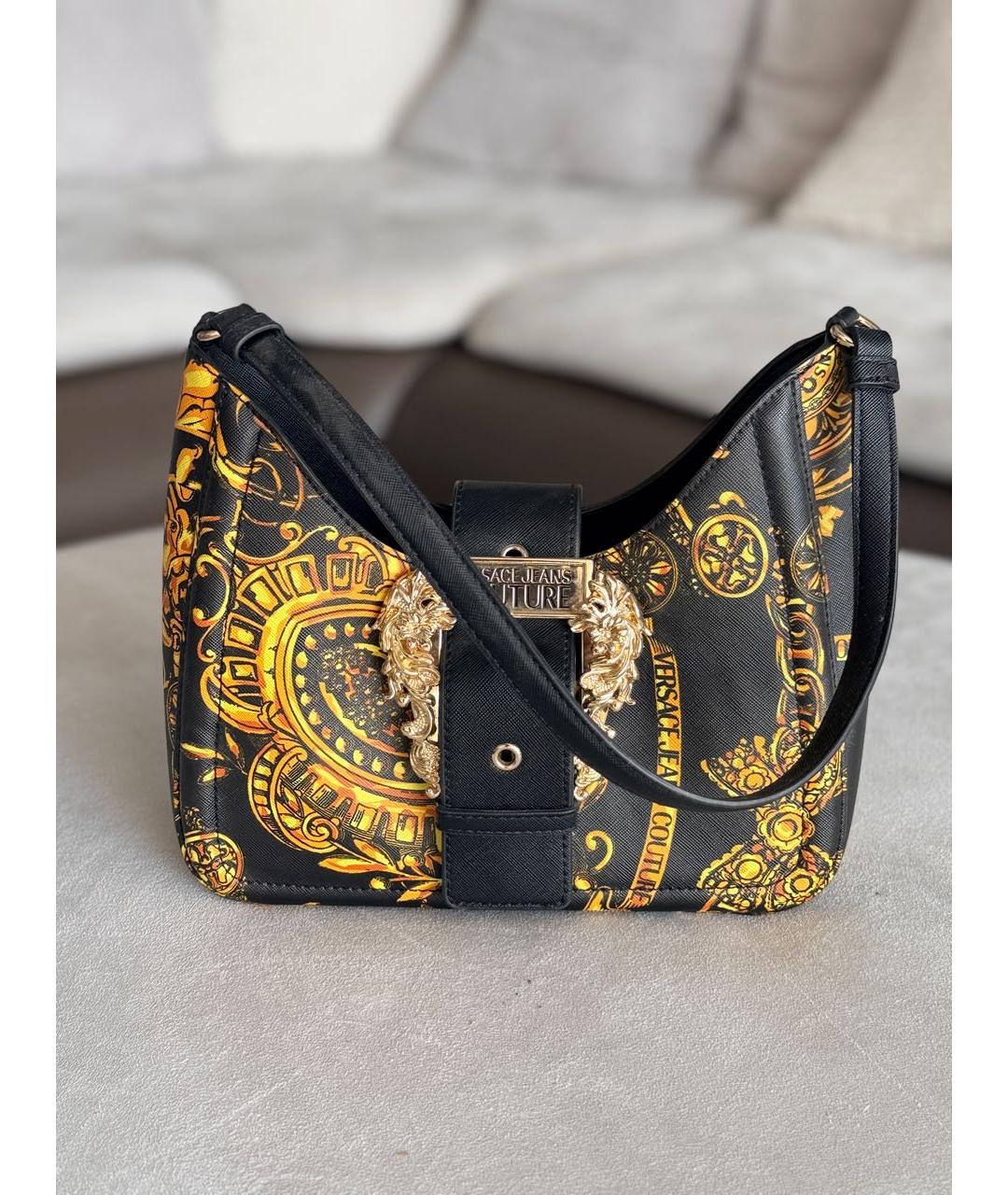 VERSACE JEANS COUTURE Черная сумка с короткими ручками из искусственной кожи, фото 2