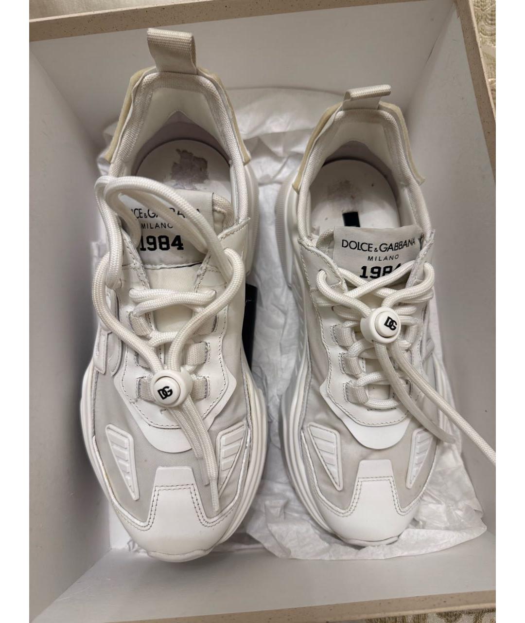 DOLCE&GABBANA Белые текстильные кроссовки, фото 2