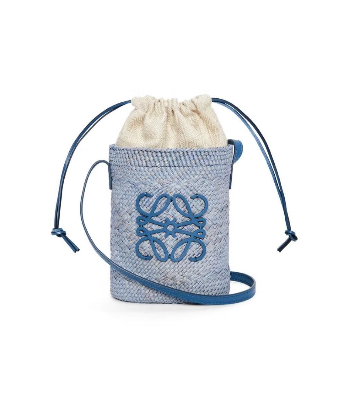 LOEWE Голубая пелетеная сумка через плечо, фото 5