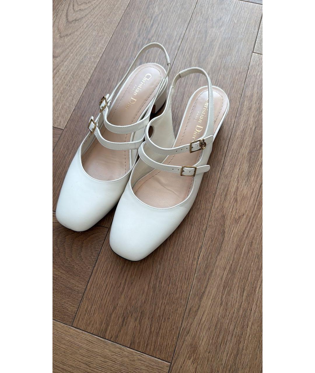 CHRISTIAN DIOR Белые кожаные туфли, фото 3