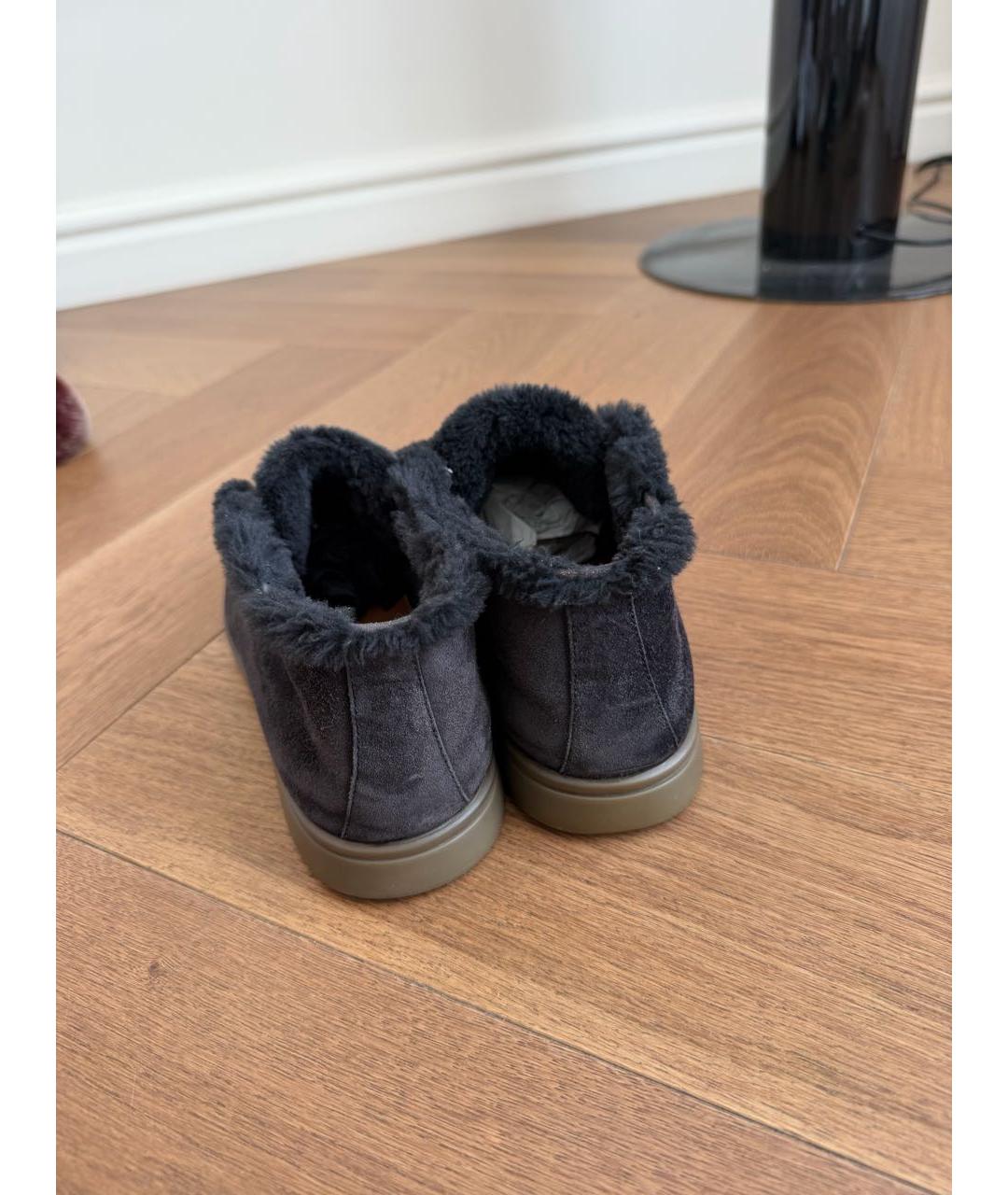 LORO PIANA Темно-синие замшевые лоферы, фото 3