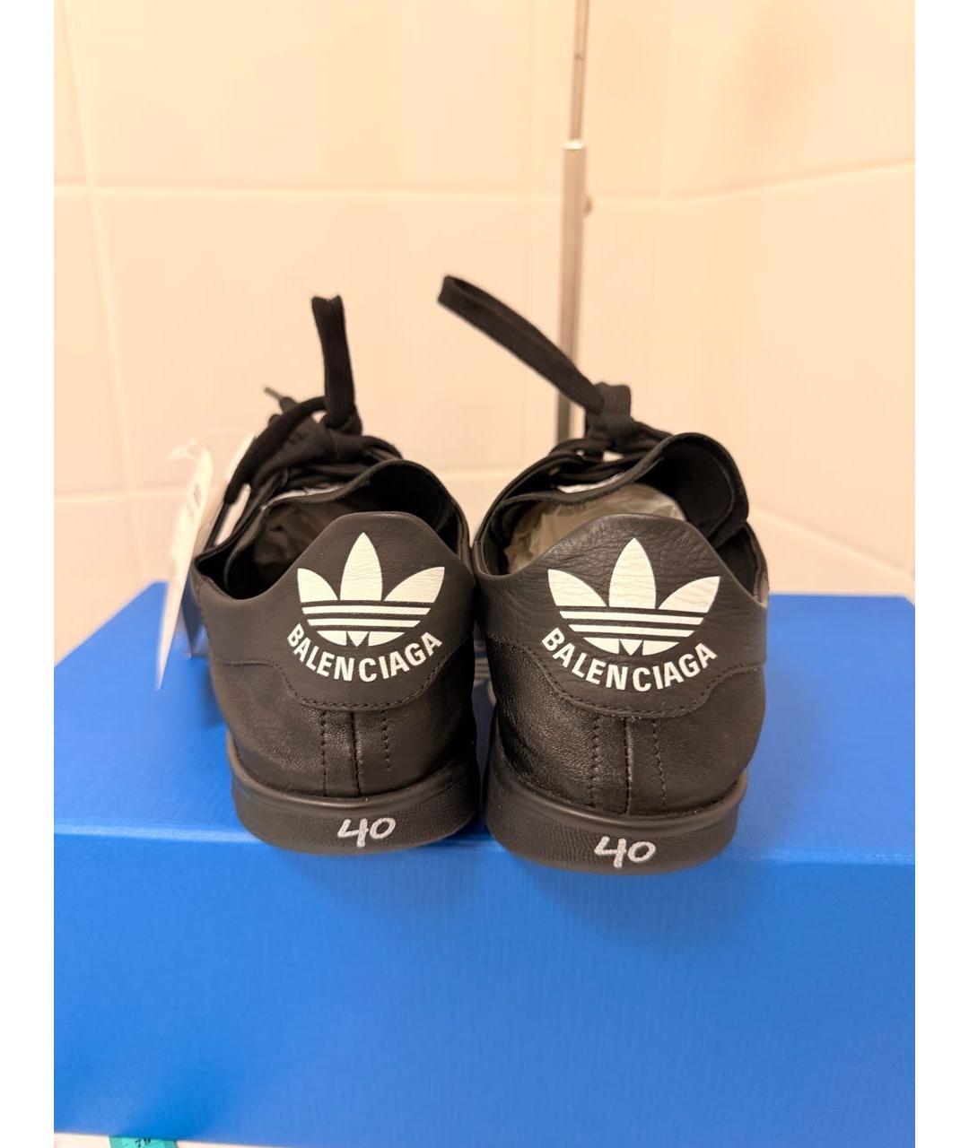 BALENCIAGA Черные кожаные кеды, фото 3