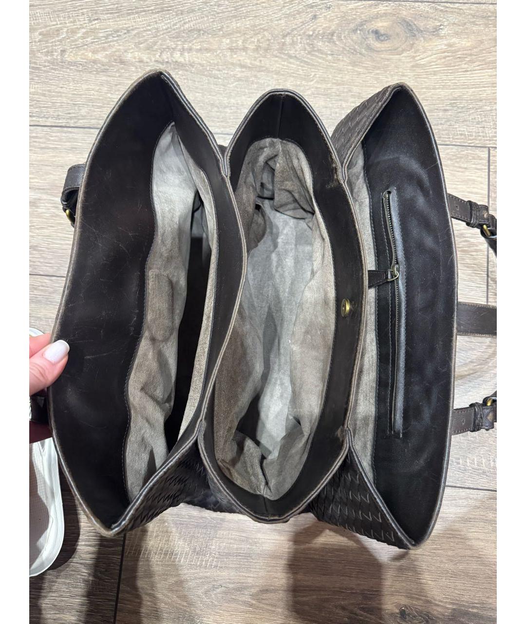 BOTTEGA VENETA Коричневая кожаная сумка тоут, фото 4